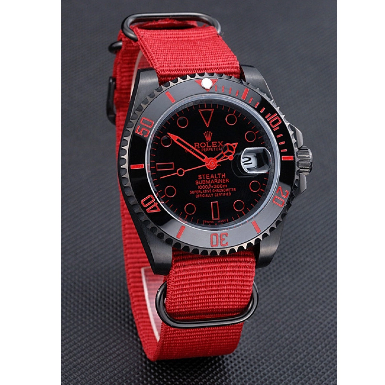 Rolex aaa copy Strap Rolex Submariner Stealth Nylon 622010 Red 0731